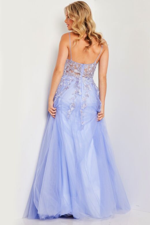 Jovani JVN37457 Butterfly Embroidery Illusion Bodice Dress