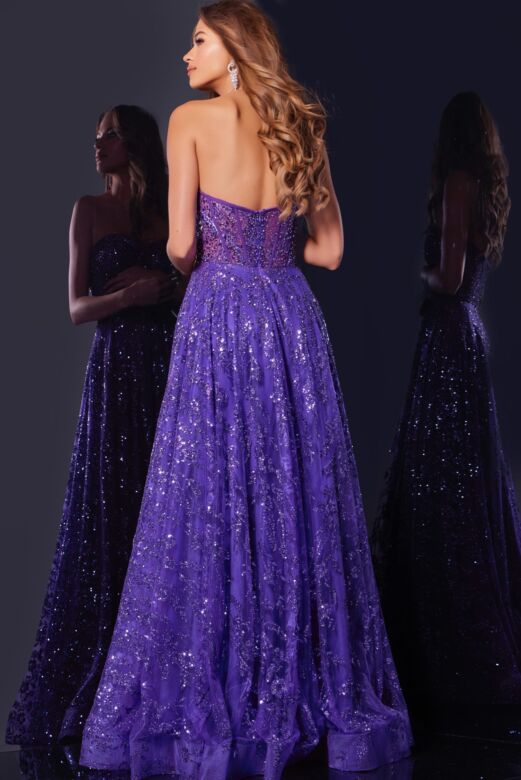Jovani 37413 Sheer Corset Strapless Embellished Dress