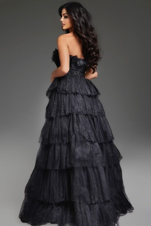 Jovani 38301 Layered Skirt Strapless Pageant Dress