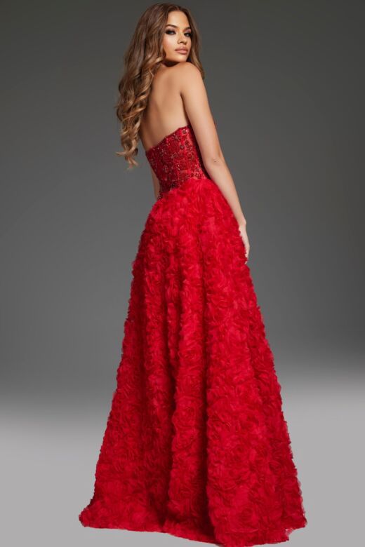 Jovani 38317 3D Floral Skirt Strapless Corset Pageant Gown