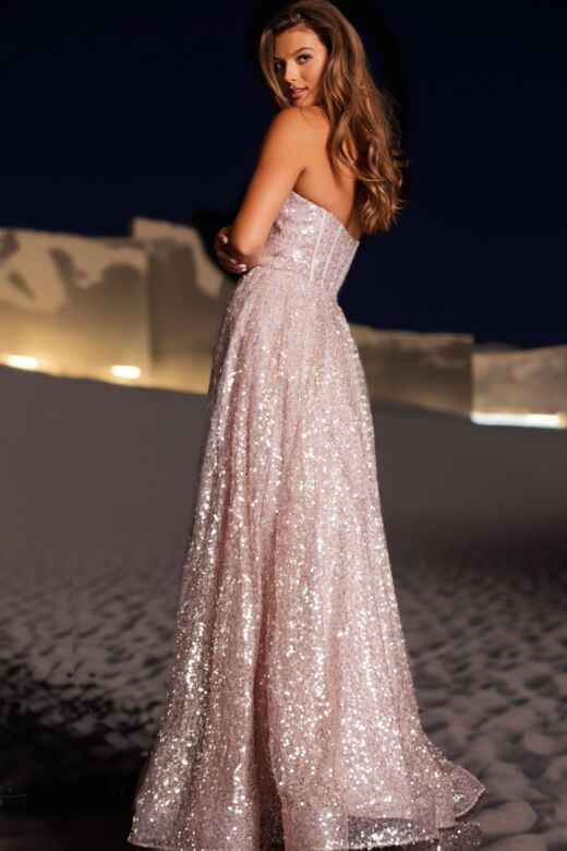 Jovani 38607 Strapless Corset Sequin Dress