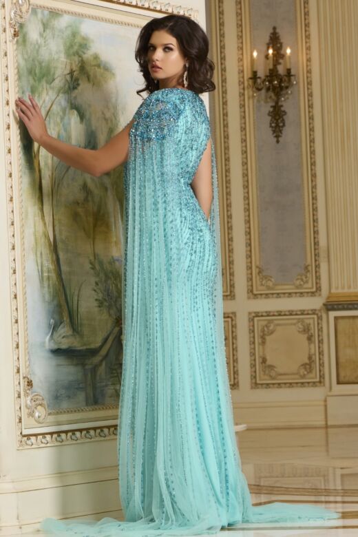 Jovani 38964 Hanging Sleeves V-Neck Pageant Dress