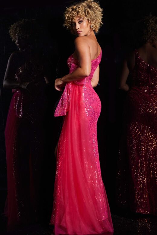 Jovani 39384 Side Tail One Shoulder Dress