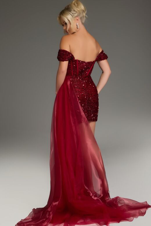 Jovani 39632 Side Tail Off The Shoulder Dress