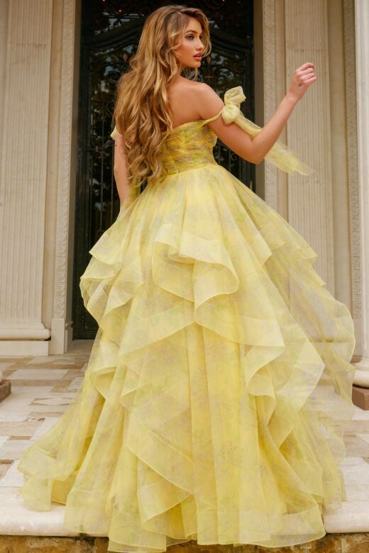 Jovani 40400 Flounce Skirt Off The Shoulder Dress