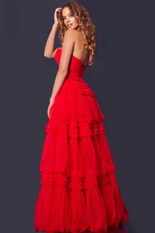 Jovani 40466 Ruffle Skirt Strapless Corset Dress