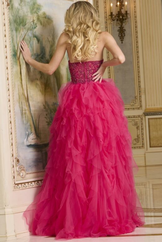 Jovani 40816 Ruffle Skirt Beaded Corset Pageant Gown