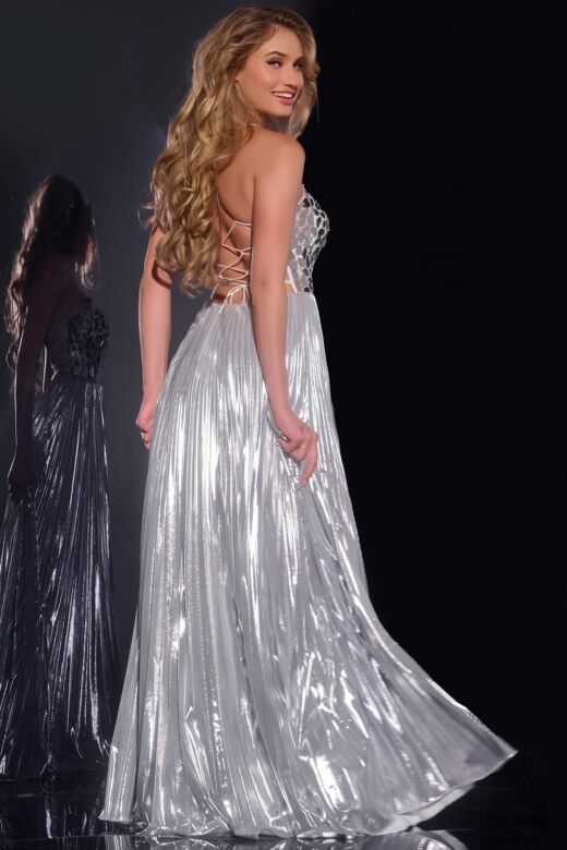 Jovani 41117 Metallic Skirt Mirror Top Dress