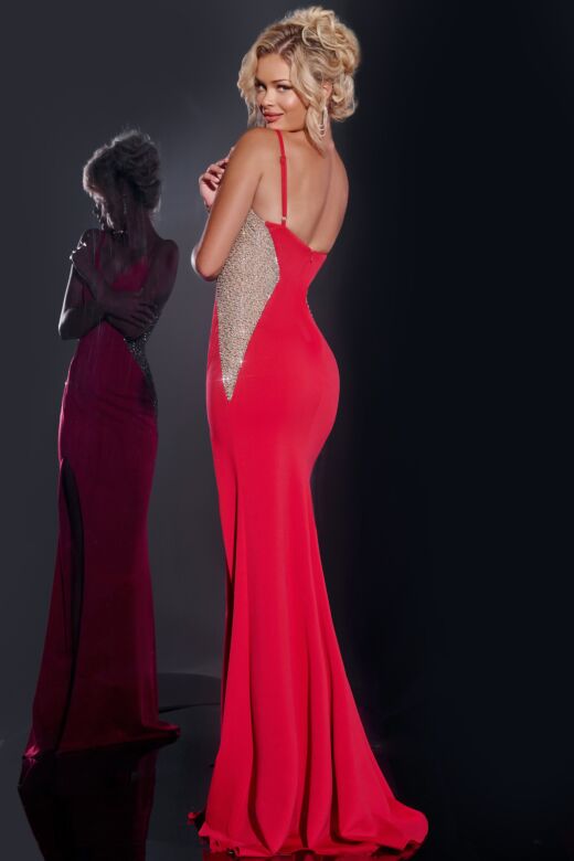 Jovani 42002 Embellished Sides Plunging Neck Dress