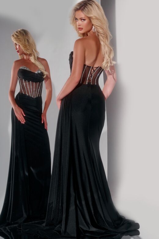 Jovani 42226 Embellished Corset Side Slit Dress