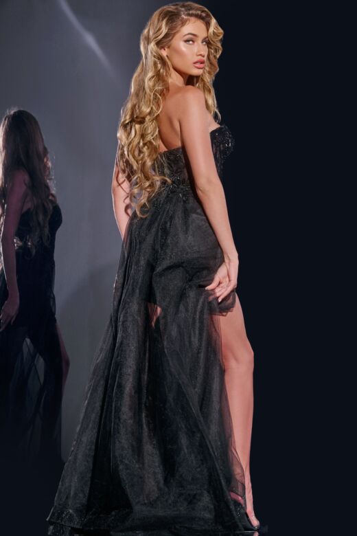 Jovani 42255 Sheer Overskirt Strapless Sweetheart Dress