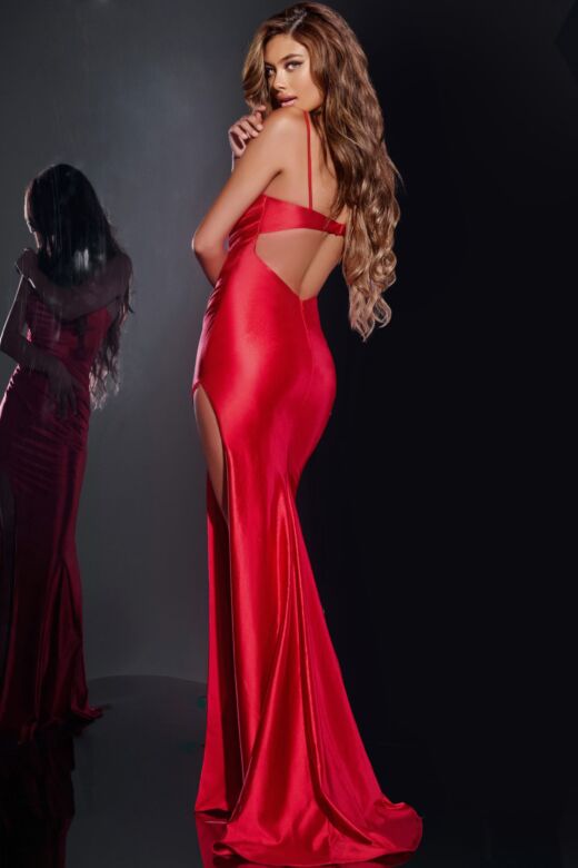 Jovani 42370 Side Slit Beaded Neckline Dress