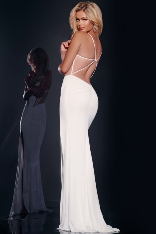 Jovani 42534 Exposed Back Slit Skirt Corset Dress