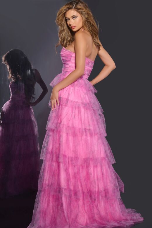 Jovani 43170 Ruffle Skirt Ruched Top Halter Dress