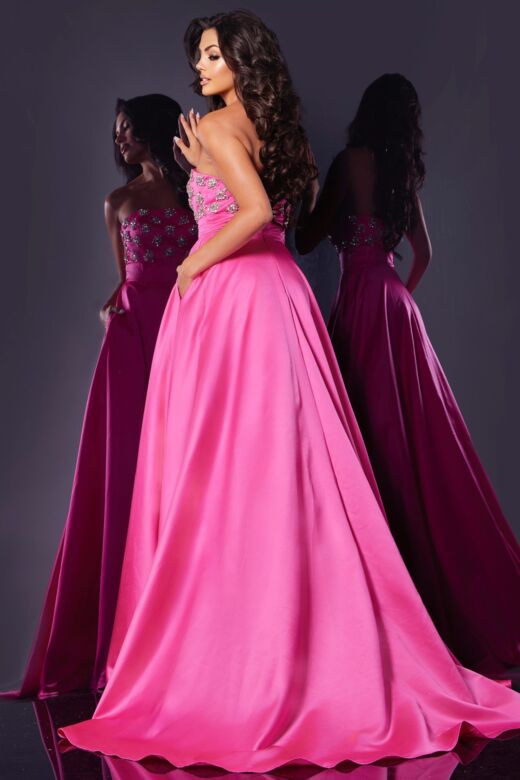 Jovani 43822 Embellished Bodice Slit Skirt Strapless Dress
