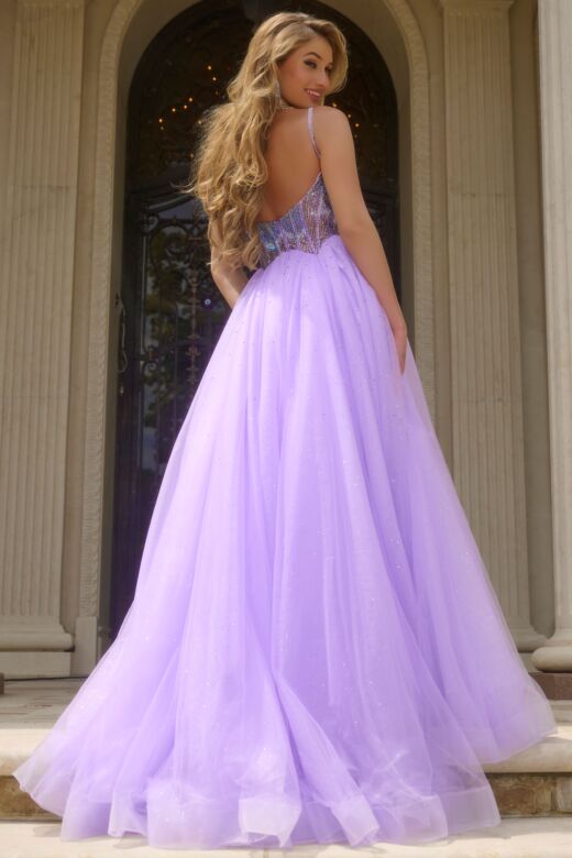 Jovani 44511 Scalloped Waist Beaded Corset Dress