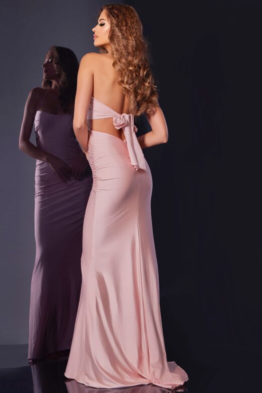 Jovani 44513 Tie Back Halter Strap Cutout Dress
