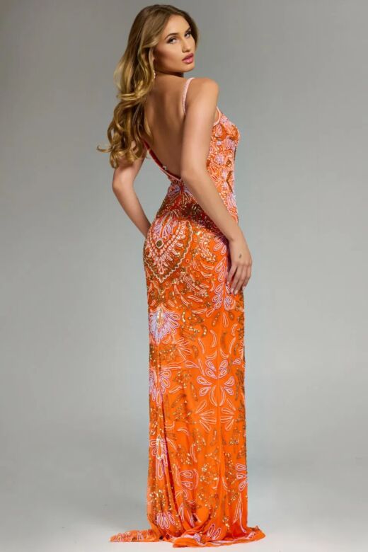 Jovani 45268 Bare Back Front Keyhole Embellished Dress