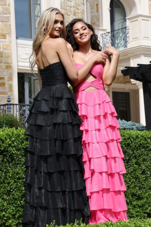Jovani 47898 Knotted Cutout Bodice Ruffle Skirt Dress
