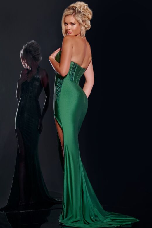 Jovani D5034 Embellished Corset Halter Neck Dress
