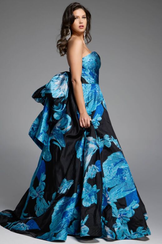 Jovani 42436 Strapless Neckline Oversized Bow Open Back Dress
