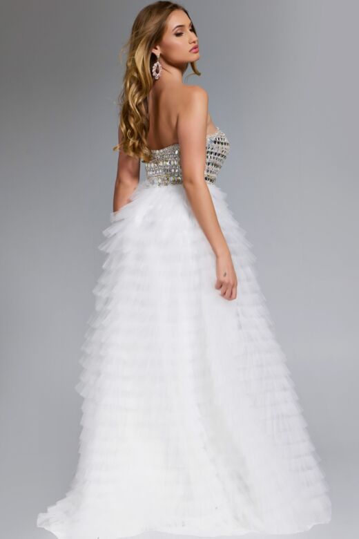 Jovani 43412 Plunging Sweetheart Neckline Embellished Corset Top Dress