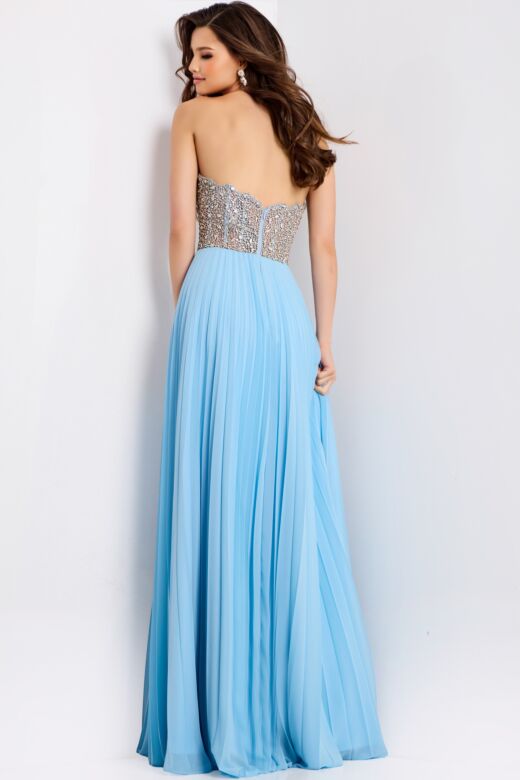Jovani 44358 Pleated Skirt Rhinestone Corset Dress
