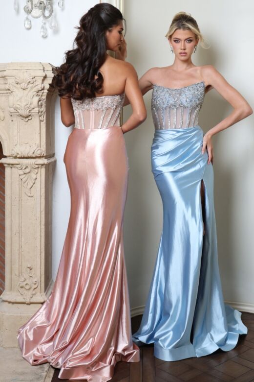Jovani 45593 Sweetheart Neckline High Slit Strapless Dress