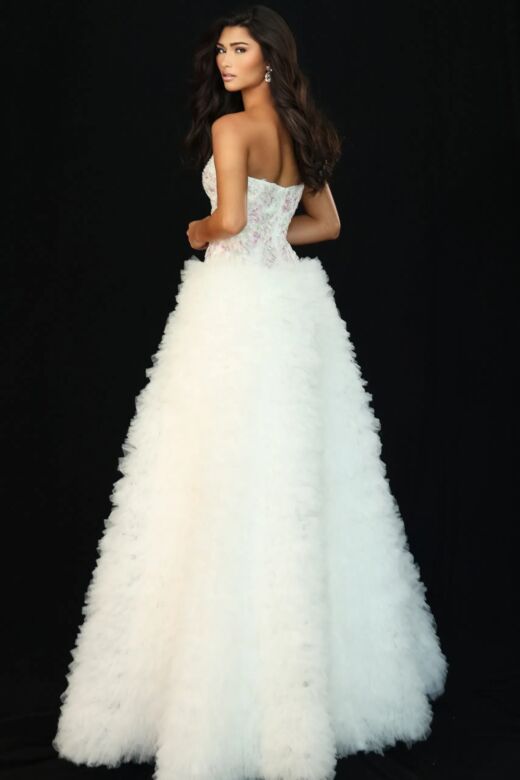 Jovani 45636 Ruffle Skirt Floral Bodice Dress