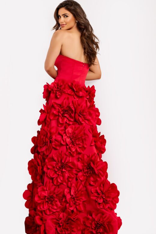 Jovani 45661 3D Floral Skirt Drop Waist Dress