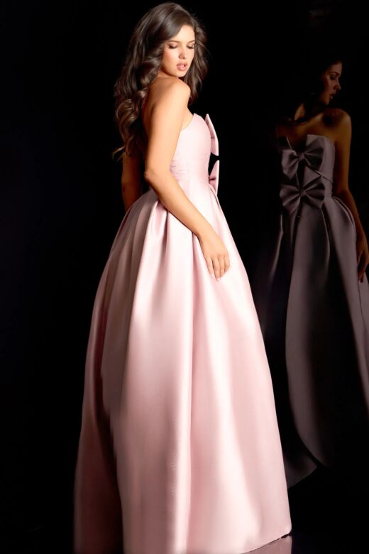 Jovani 45672 Pleated Skirt Double Bow Dress