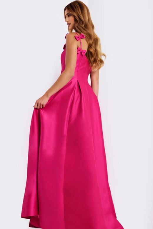 Jovani 46468 Curved Neckline Pleated Skirt with Pocket Dress