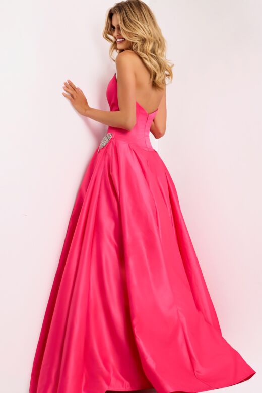 Jovani 47096 Drop Waist Strapless Satin Dress