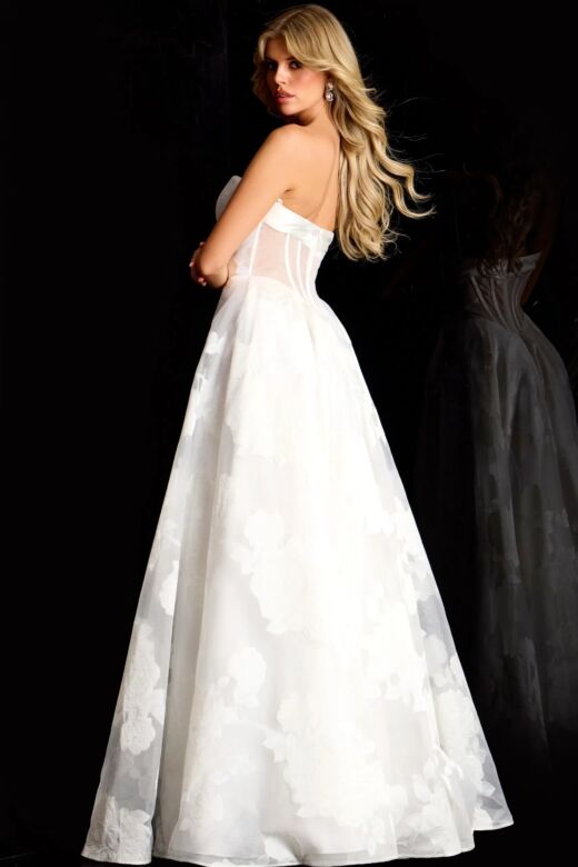 Jovani 47327 Illusion Back Strapless Floral Dress