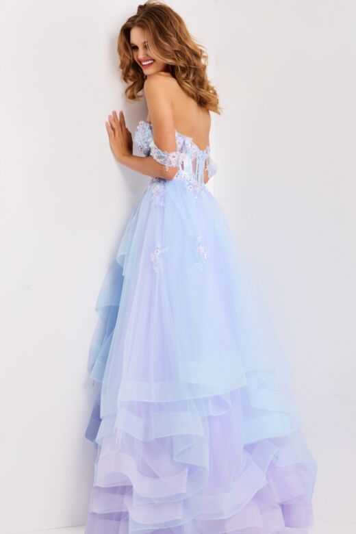 Jovani 47427 Floral Corset Flounce Skirt Dress