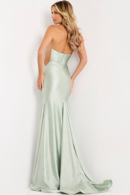 Jovani 47676 Plunging Neckline Strapless Hot Fix Dress