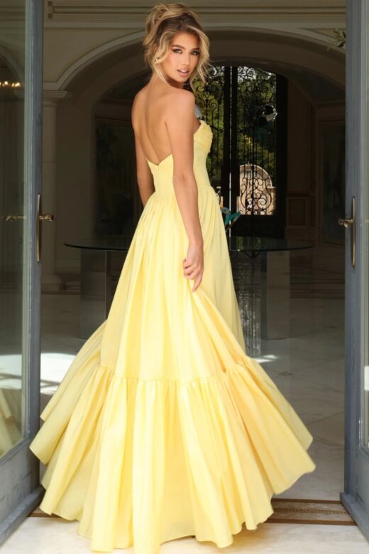 Jovani 47883 Corset Bodice Strapless Boho Dress