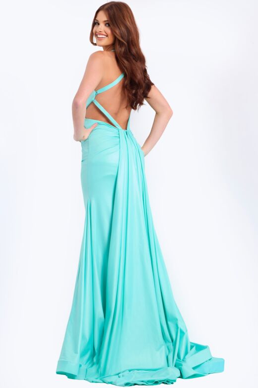 Jovani 48291 Exposed Back Halter Neck Dress