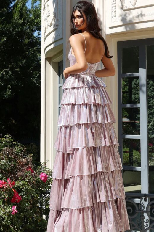 Jovani 48341 Tiered Ruffle Skirt Sweetheart Neckline Dress