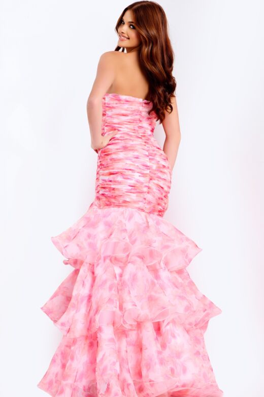 Jovani 48490 Tiered Ruffle Skirt Floral Dress