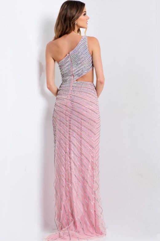 Jovani 48563 Slit Skirt One Shoulder Dress