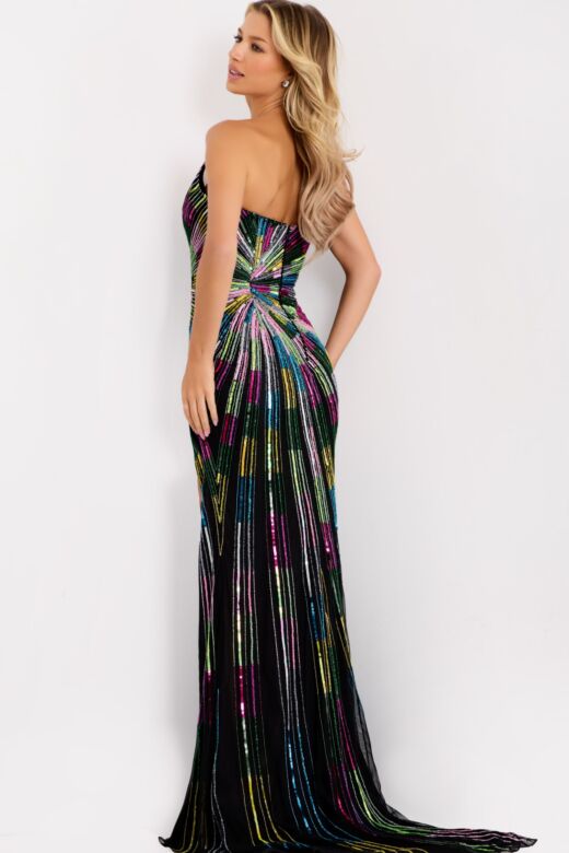 Jovani 48564 High Slit Pointed Sweetheart Neckline Dress