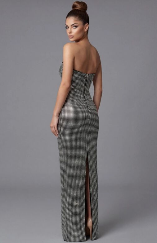 Jovani 49162 Back Slit Beaded Dress