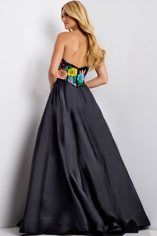 Jovani 49233 High Slit Pointed Sweetheart Neckline Dress