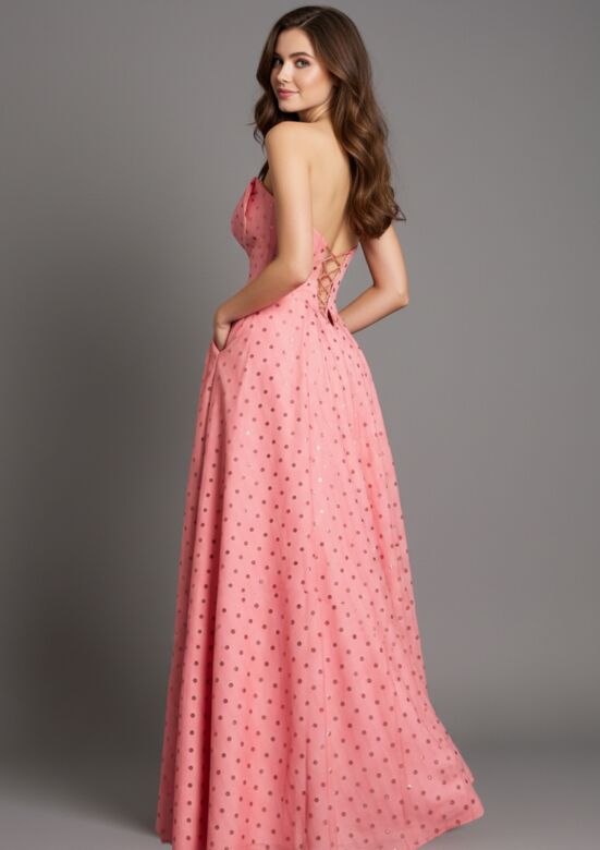 Jovani 49340 Bow Neckline Polka Dot Dress
