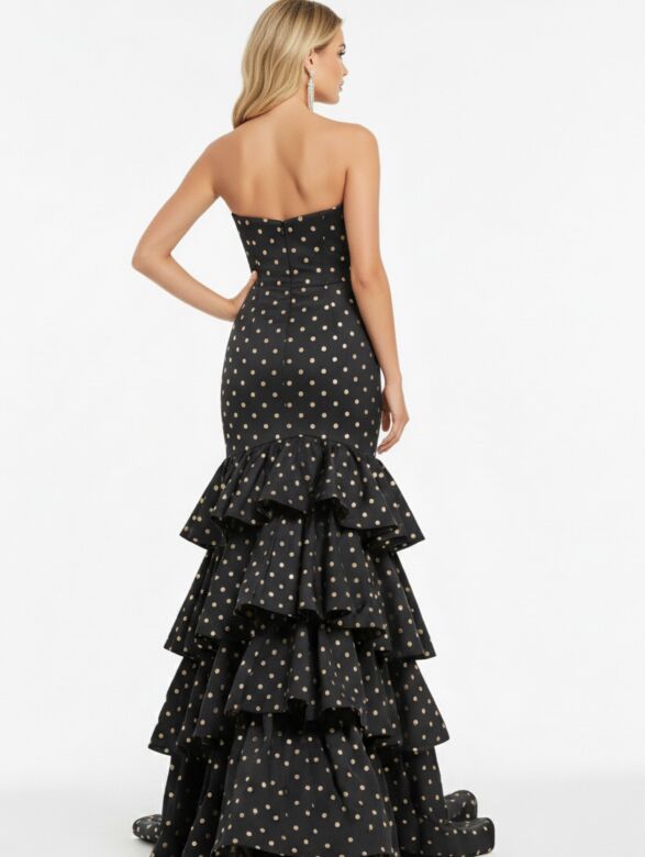 Jovani 49419 Polka Dot Strapless Sweetheart Neckline Trumpet Dress