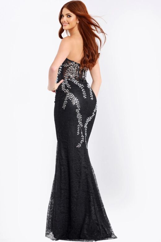 Jovani 49658 Illusion Corset Beaded Lace Dress