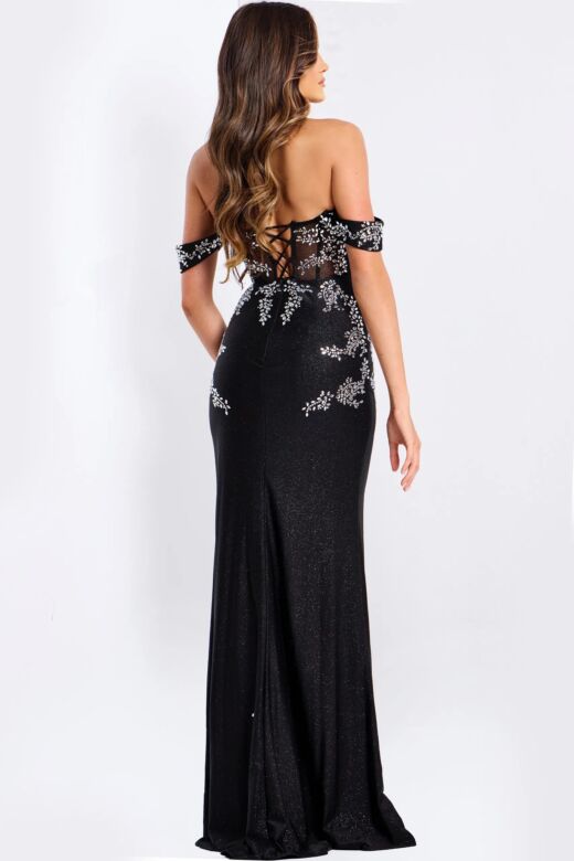 Jovani 49659 Off The Shoulder Corset Glitter Dress
