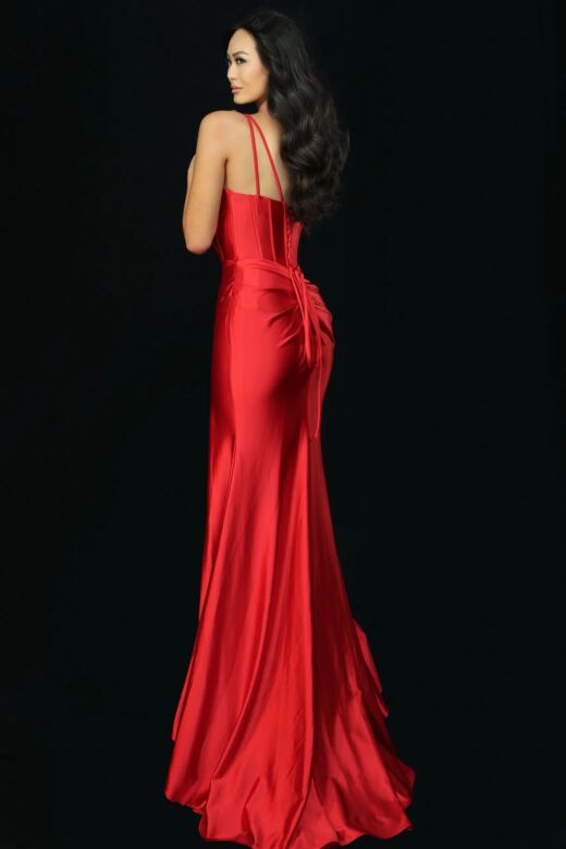 Jovani 50277 Strappy Lace-Up Back High Slit Dress