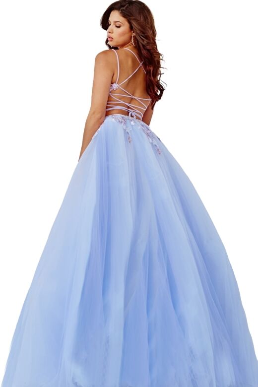 Jovani 06207 Floral Bodice Lace-Up Back Dress